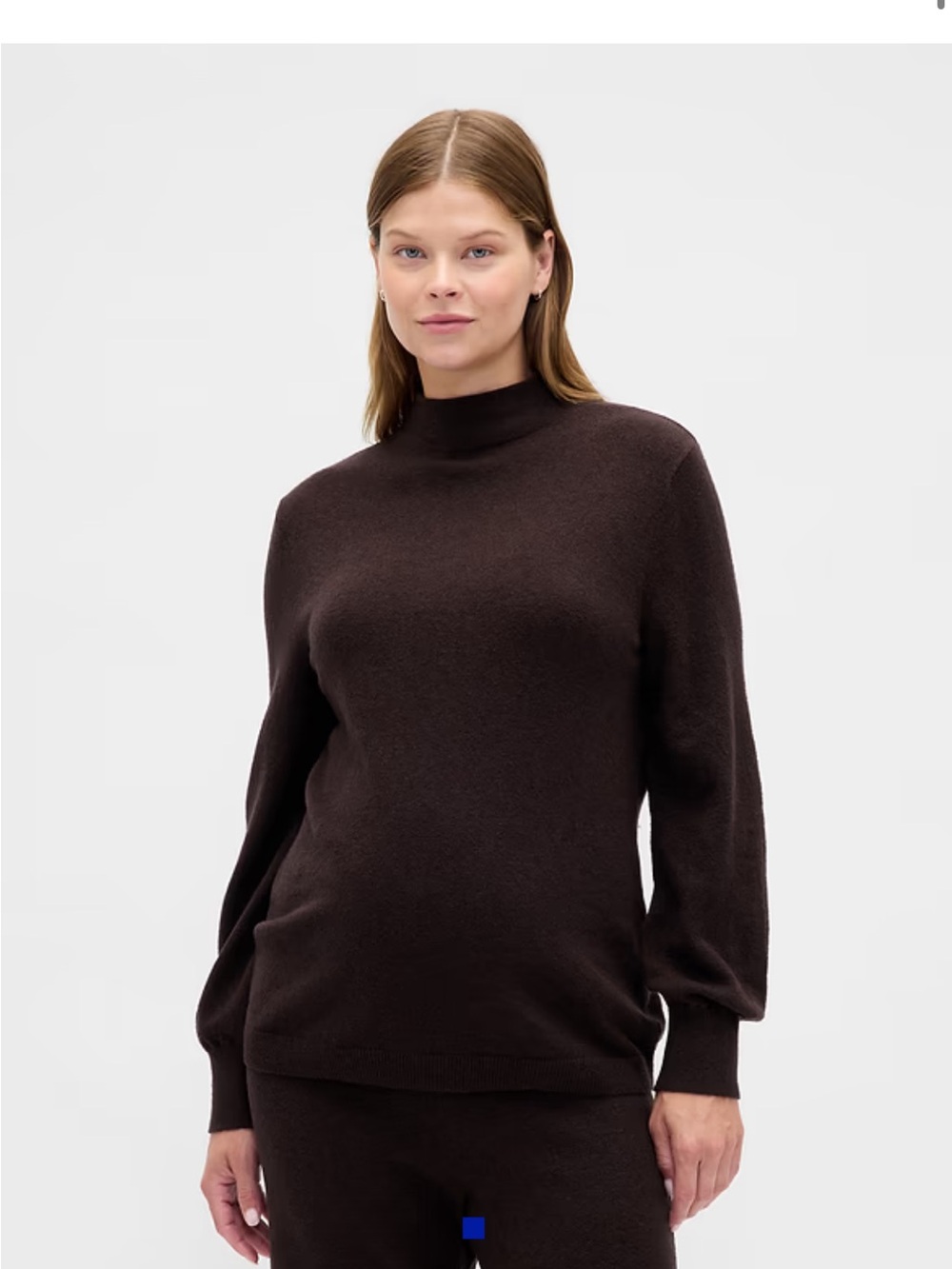 Gap maternity Mock Neck Cozy Sweater in Dark Brown